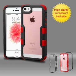 iPhone SE/5S/5 MyBat  Natural Black Frame+Transparent PC Back/Red TUFF Vivid Hybrid Protector Cover